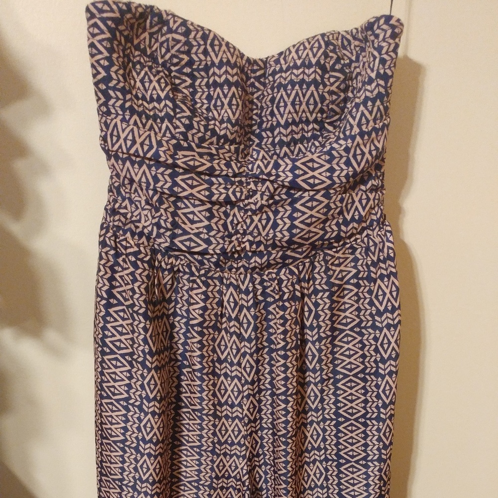 Fire Navy Blue & Pink Geometric Romper Jumpsuit S